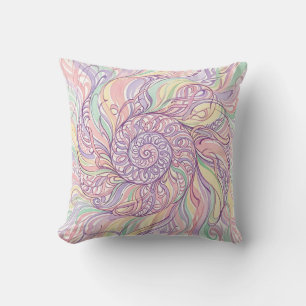 Seashell Spiral Pastel Throw Pillow