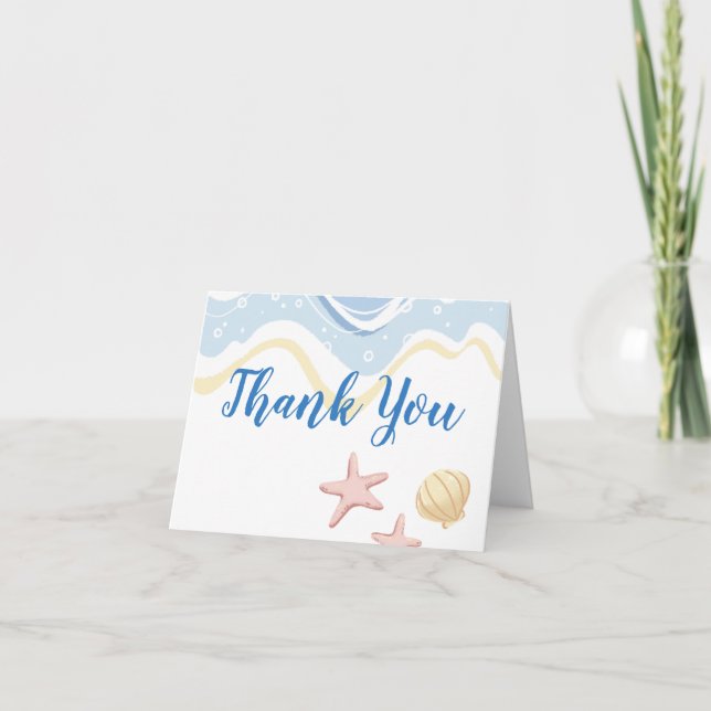 Seashell Starfish Beach Thank You Card (Front)