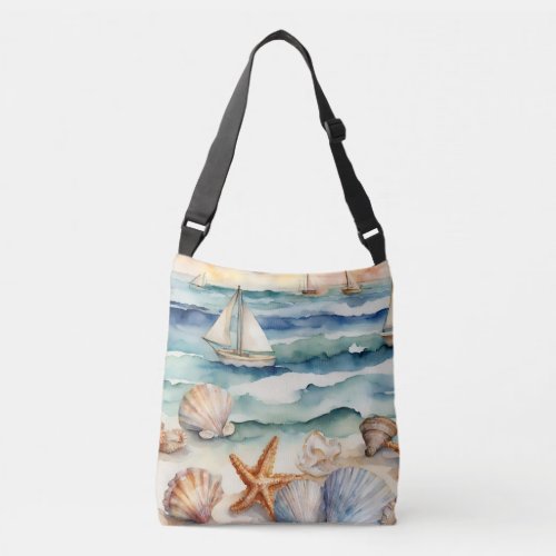 Seashell Starfish Beach Themed Tote Bag