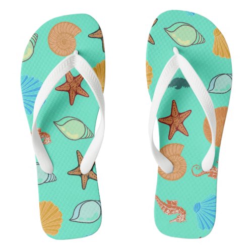 Seashell starfish for Adults and Kids Flip Flops