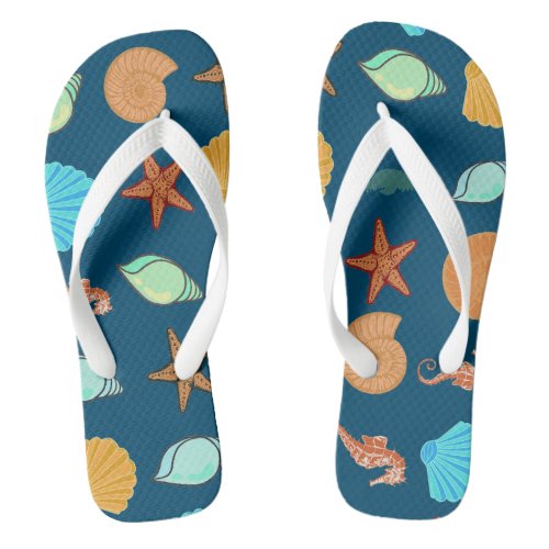 Seashell starfish for Adults and Kids Flip Flops