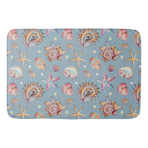 Seashell & Starfish Pattern beach vibes Bath Mat