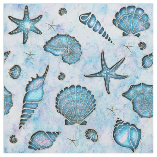 Seashell Starfish Watercolor Opal ID782 Fabric