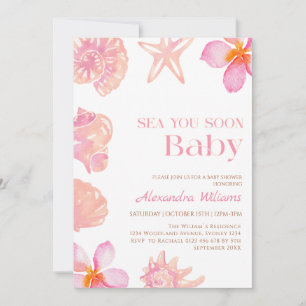 Seashell Summer Beach Baby Shower Invitation