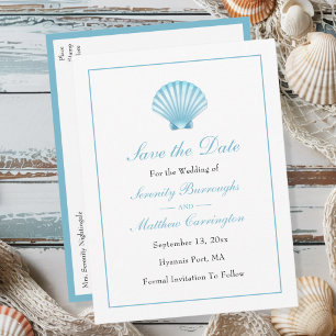 Seashell Summer Beach Wedding Save the Date Invitation Postcard