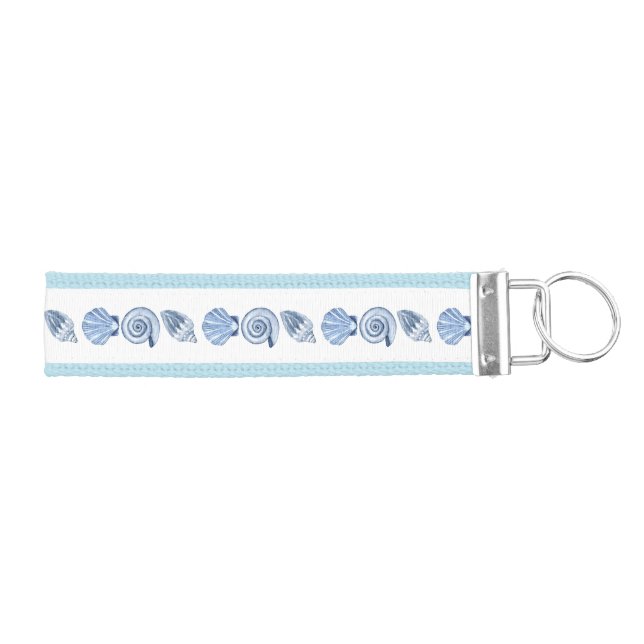 Seashell summer Blue Bow Preppy Key Chain (Keys on Right)