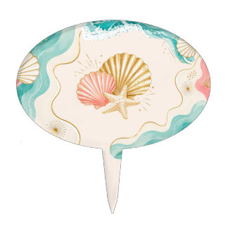 Seashell Summer Party Cupcake Topper