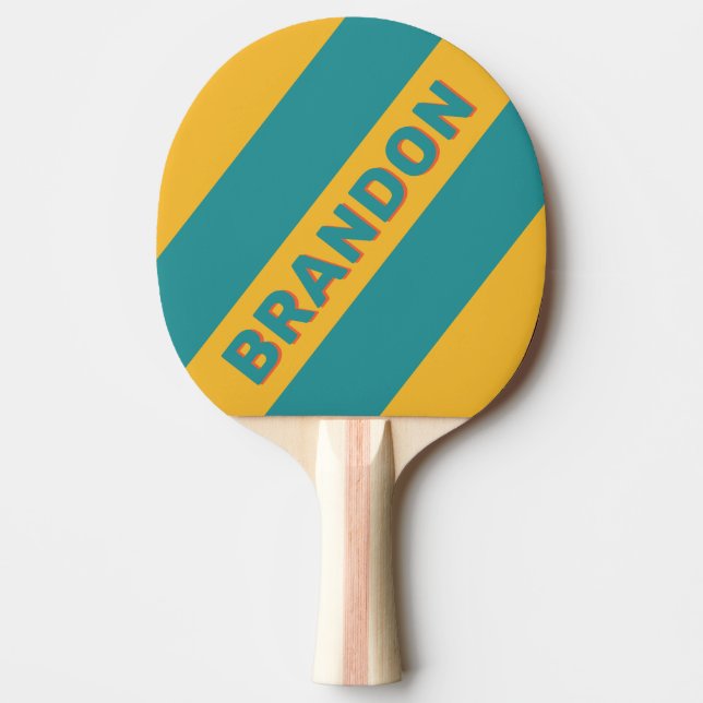 Seashell Sunrise Bold Stripes with Name Ping Pong Paddle (Front)