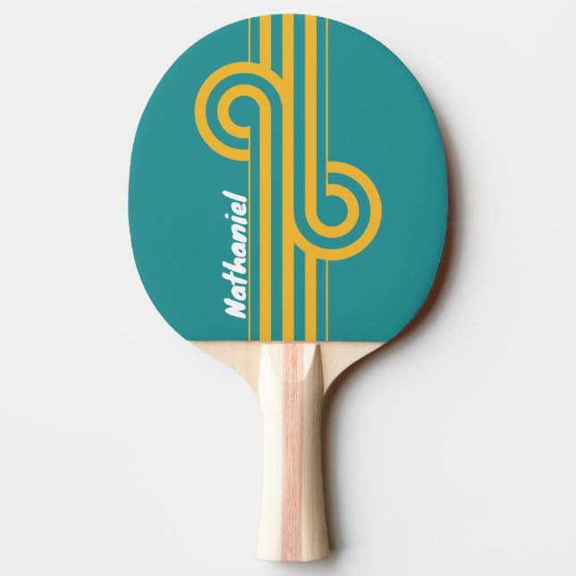 Seashell Sunrise Stripe Loop with Name Ping Pong Paddle (Back)