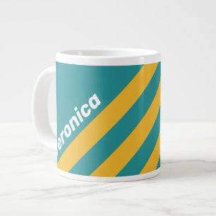 Seashell Sunrise Stripes with Name Giant Coffee Mug