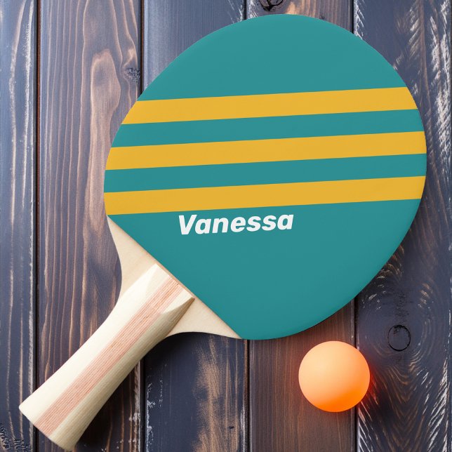 Seashell Sunrise Stripes with Name Ping Pong Paddle (Creator Uploaded)