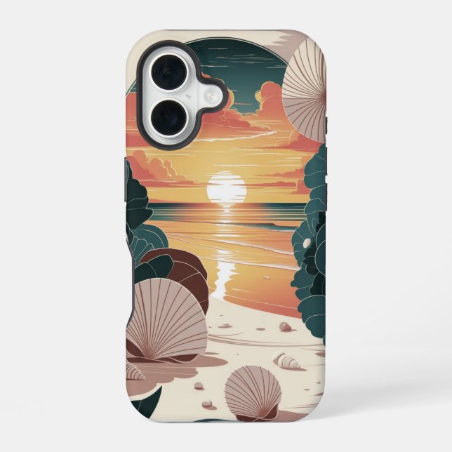 Seashell Sunset Beach Iphone Case (Back)