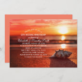 Seashell Sunset Beach Wedding Anniversary Party Invitation (Front/Back)