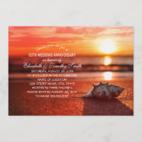 Seashell Sunset Beach Wedding Anniversary Party
