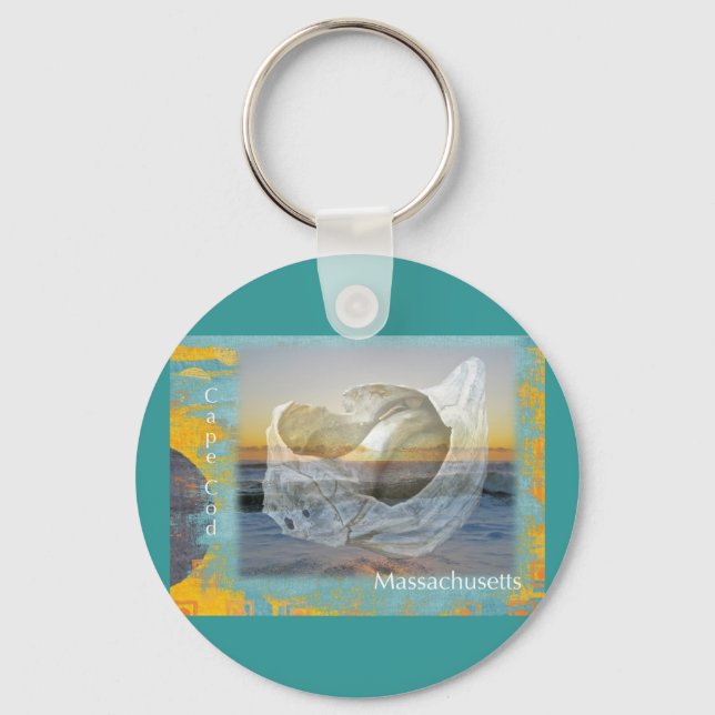 Seashell & Surf - Cape Cod Massachusetts Keychain (Front)