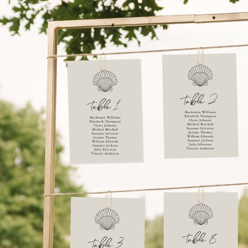 Seashell Table Seating Chart Beach Wedding Card