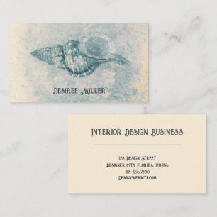 Seashell Teal Beige Vintage Ocean Beach Theme Business Card