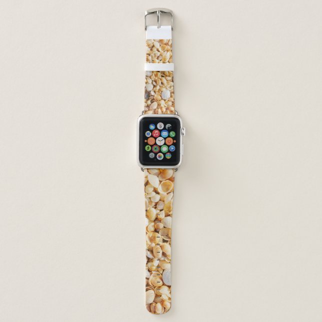 Seashell textured summer beach background. apple watch band (Front)