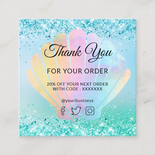 seashell thank you business card