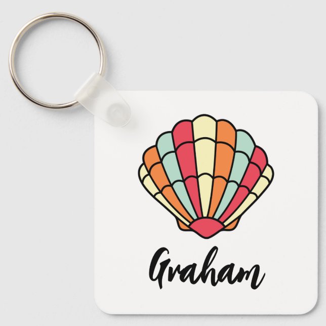 Seashell Themed Key Chain Beach Personalized (Front)