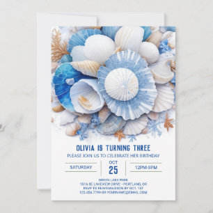 Seashell Treasures Boy Birthday Invitation