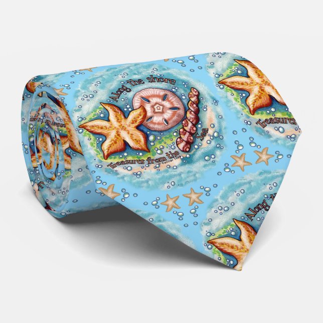 Seashell Treasures  Neck Tie (Rolled)