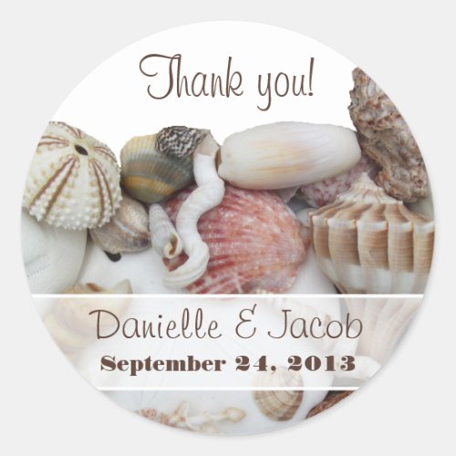 Seashell Treasures Personalized Round Label