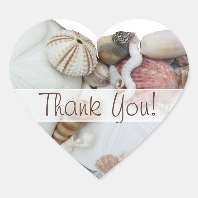 Seashell Treasures "Thank You" Heart Favor Label (Front)