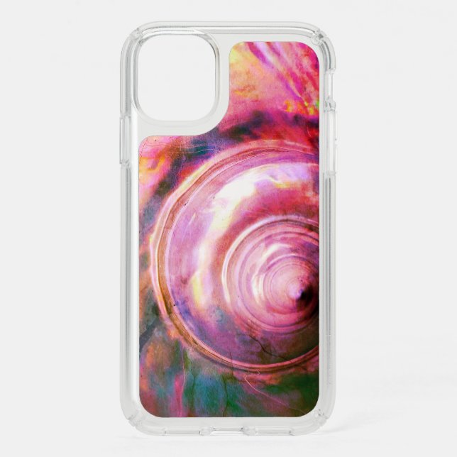 Seashell  tropical  abstract art pink green blue speck iPhone 11 case (Front)