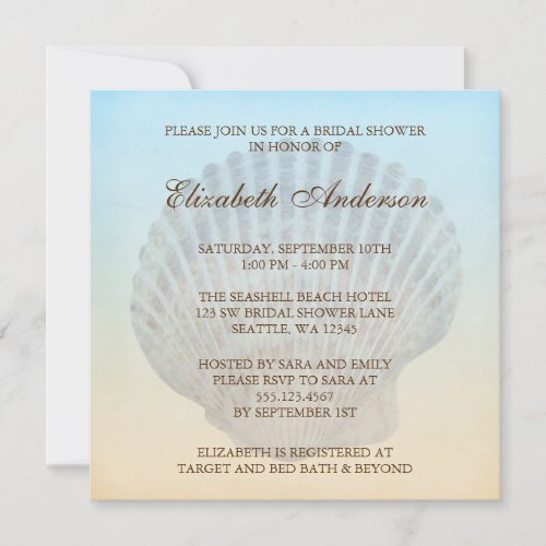 Seashell Tropical Beach Bridal Shower Personalized Invite