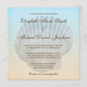 Seashell Tropical Beach Wedding Invitations