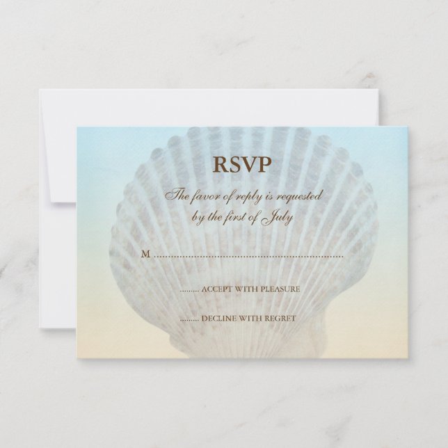 Seashell Tropical Beach Wedding Response Card (Front)