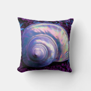 Seashell tropical opalescent mother of pearl throw pillow