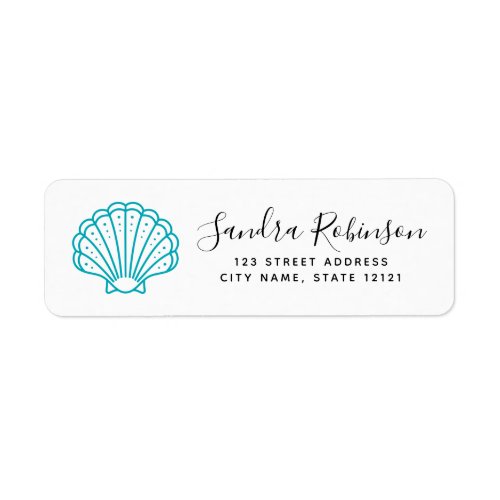 Seashell turquoise aqua beach return address label