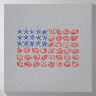 Seashell Usa Flag 4th Of July For Men Women Kids Canvas Photo Tile