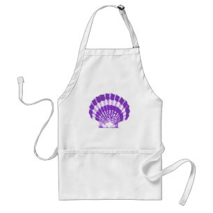 Seashell - violet and white adult apron