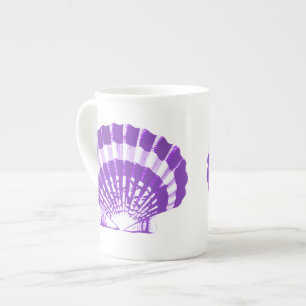 Seashell - violet and white bone china mug