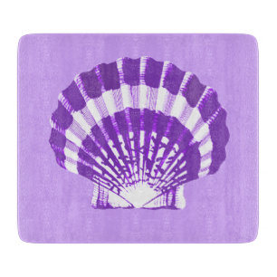 Seashell - violet and white cutting board