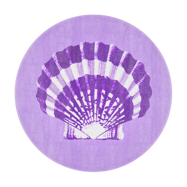 Seashell - violet and white cutting board (Front)