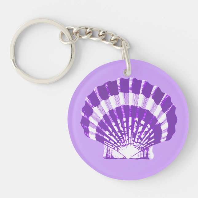 Seashell - violet and white keychain (Front)