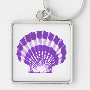 Seashell - violet and white keychain