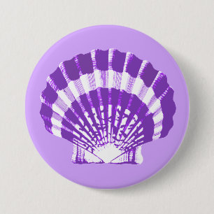Seashell - violet and white pinback button