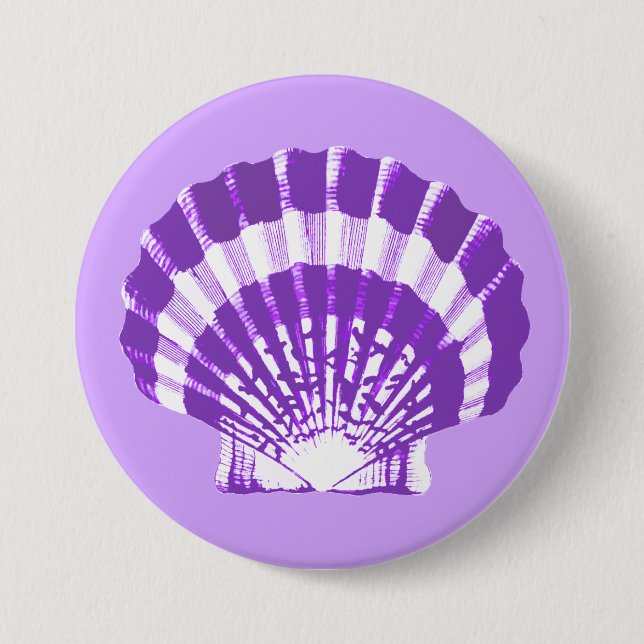 Seashell - violet and white pinback button (Front)