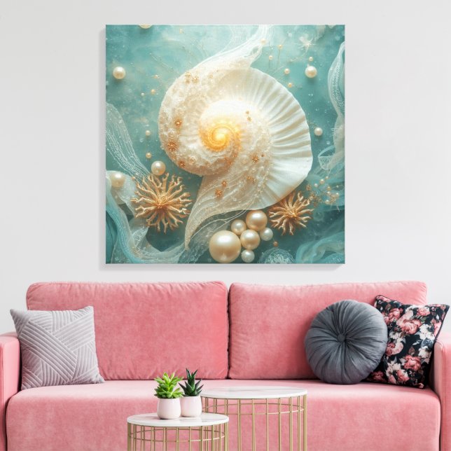 Seashell Wall Art – Coastal Beach Decor (Insitu(LivingRoom))