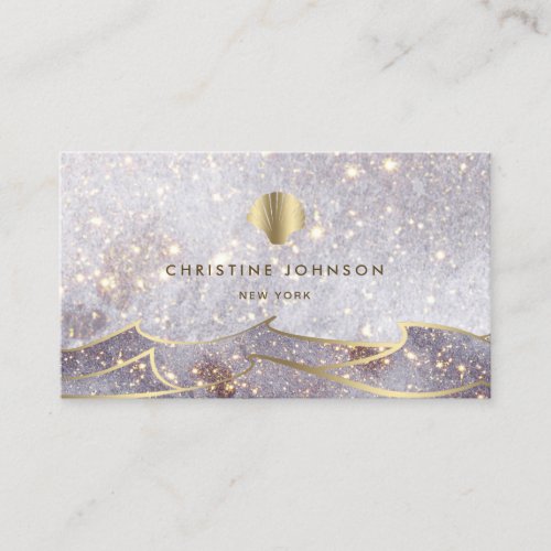 seashell watercolor background business card