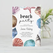 Seashell Watercolor Graduation Beach Party Invitation (Standing Front)