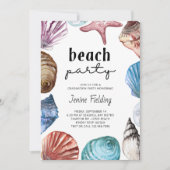 Seashell Watercolor Graduation Beach Party Invitation (Front)