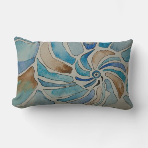 Seashell watercolor  lumbar pillow