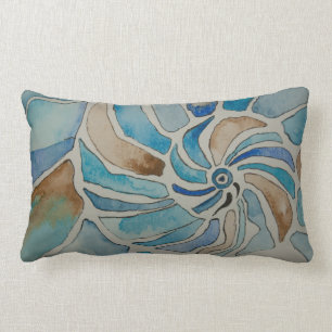 Seashell watercolor lumbar pillow