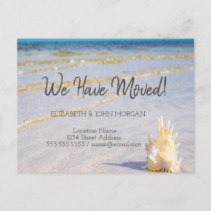 Seashell Waves Beach Moving Announcement  Postcard